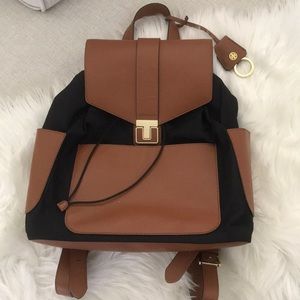 Tory Burch Nylon and Leather Drawstring Backpack